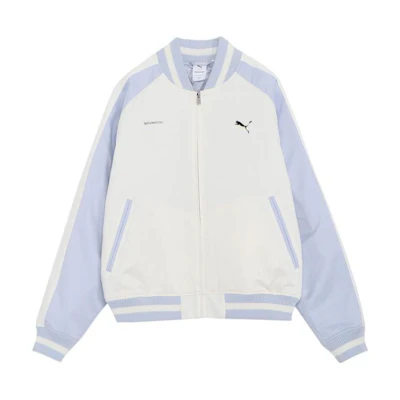 PUMA Hajime Sorayama FW23 Metallic Logo Colorblock Raglan Jacket White Unisex. 622605-65