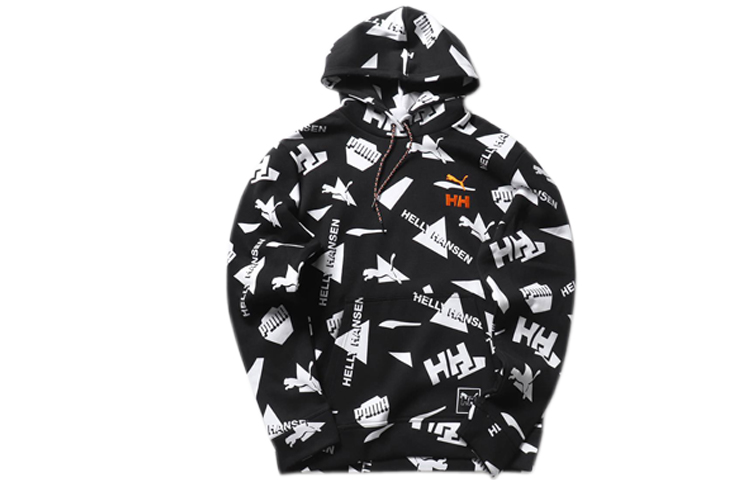 Puma HELLY HANSEN Logo Print Hoodie Black 597449-01