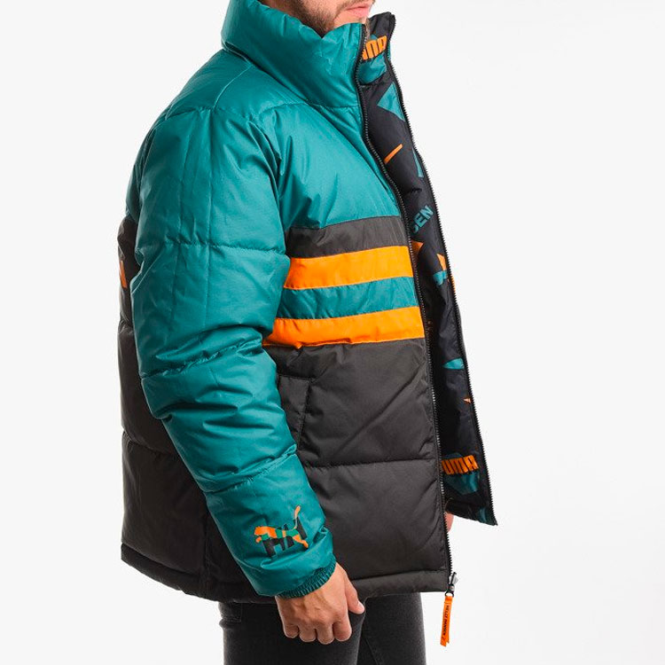 Sizing PUMA x HELLY HANSEN 綠色可雙面穿冬季羽絨外套 男女適用 597081-98