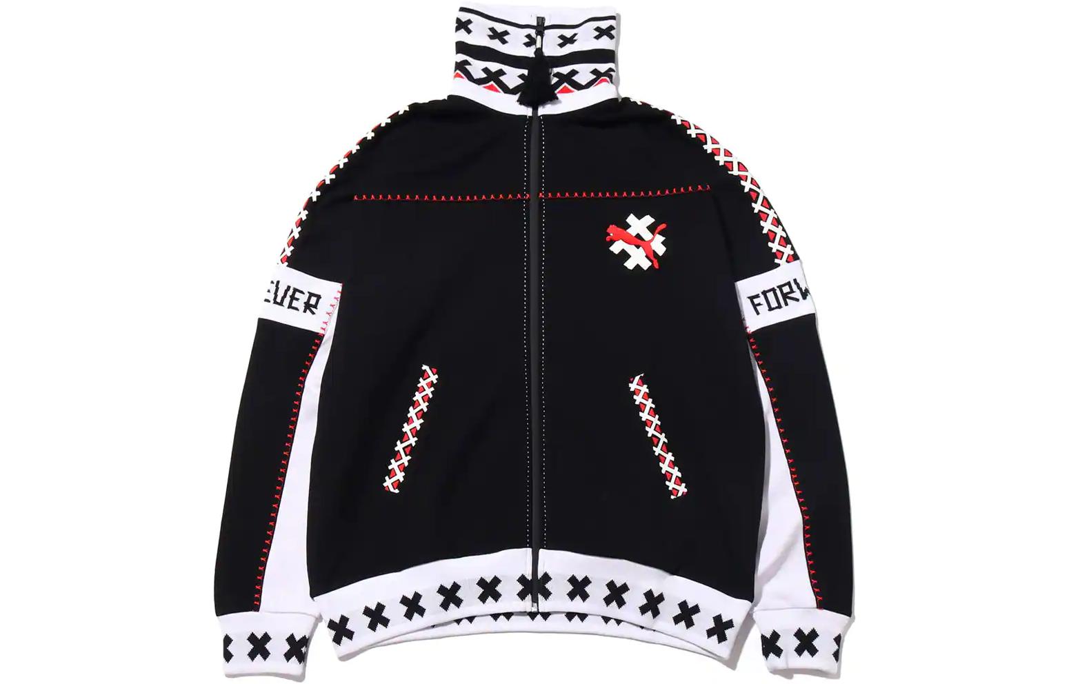 Order Puma x Jahnkoy 幾何圖案復古拉鍊運動外套 黑色 596686-01