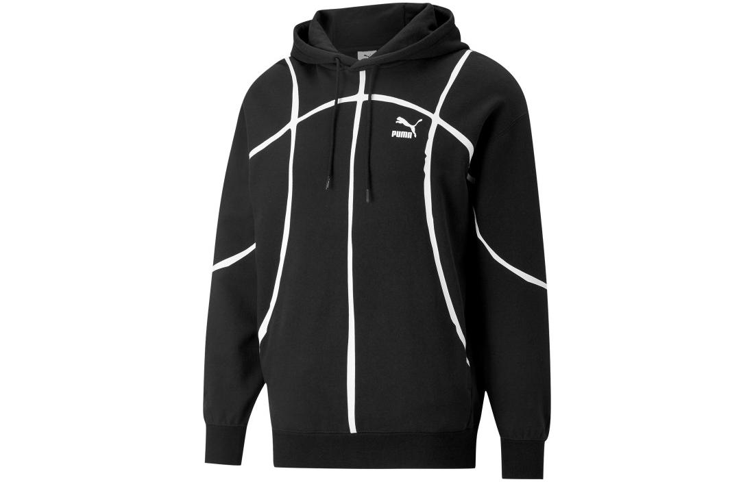 Puma Joshua Collab Logo Print Drawstring Hoodie Black Long Sleeve 535433-01