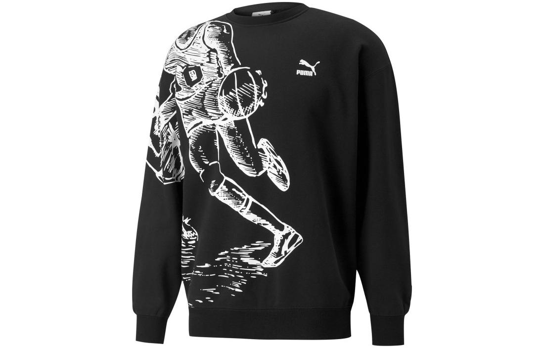 Puma Joshua Collaboration Logo Crewneck Pullover Sweatshirt Men’s Black 536302-01