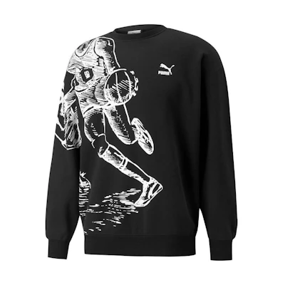 Puma Joshua Collaboration Logo Crewneck Pullover Sweatshirt Men’s Black 536302-01