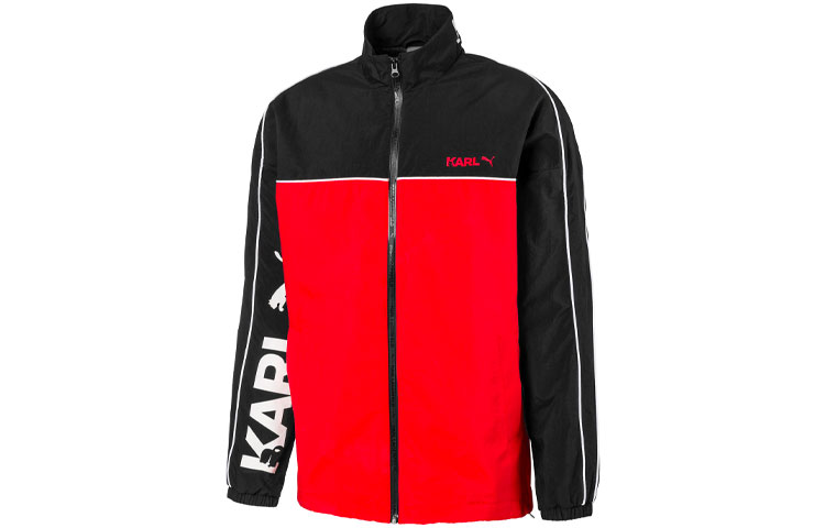 Puma x KARL LAGERFELD Colorblock Logo Vintage Track Jacket Black/Red 595680-01