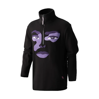 Puma KidSuper Studios Logo Embroidered Half-Zip Pullover Sweatshirt Black 530404-01