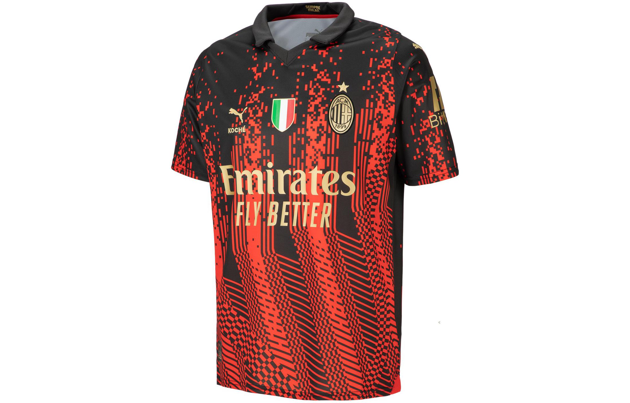 Puma x KOCHE AC Milan 22/23 Fan Edition Striped Logo Soccer Jersey Red/Black 77336201