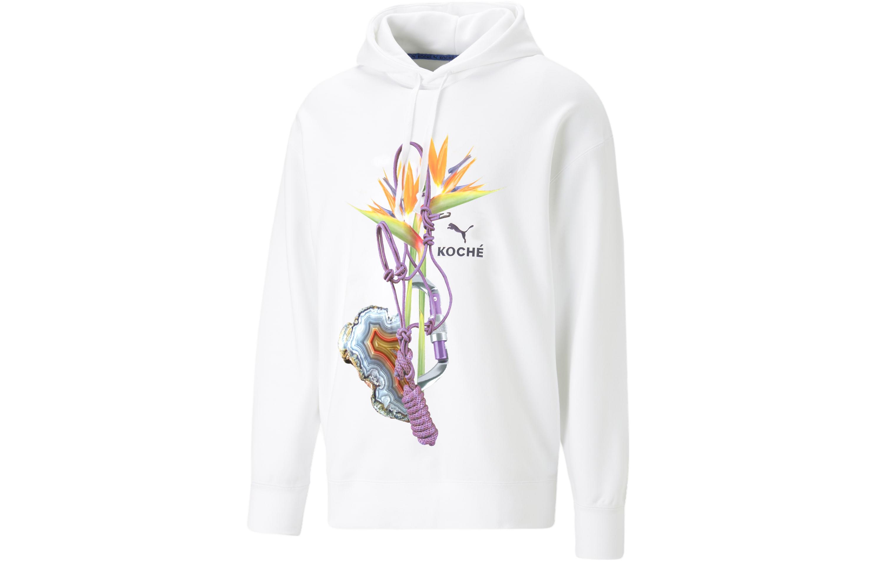 Puma KOCHE Floral Print Hoodie White Unisex 620274-02