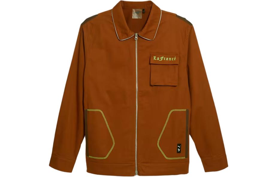 Puma LaMelo Ball LaFrance Logo Brown Zip Polo Jacket - Long Sleeve 622826-01