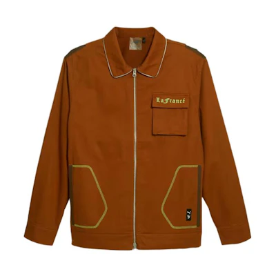 Puma LaMelo Ball LaFrance Logo Brown Zip Polo Jacket - Long Sleeve 622826-01