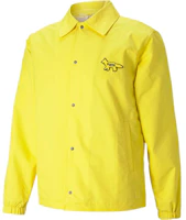 Puma x Maison Kitsune Coach Jacket Lemon Yellow Embroidered Cartoon Logo Unisex 530430-30 Puma x Maison Kitsune Coach Jacket Lemon Yellow Embroidered Cartoon Logo Unisex 530430-30