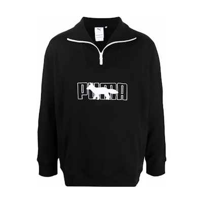 Puma Maison Kitsune Half-Zip Pullover Sweatshirt Black Logo Edition 532322-01