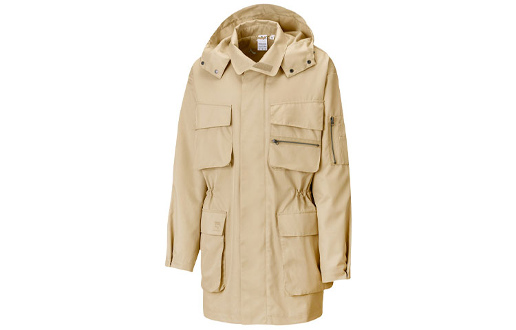 Puma x Maison Kitsune Khaki Logo Utility Hooded Outdoor Jacket Coat 532193-96