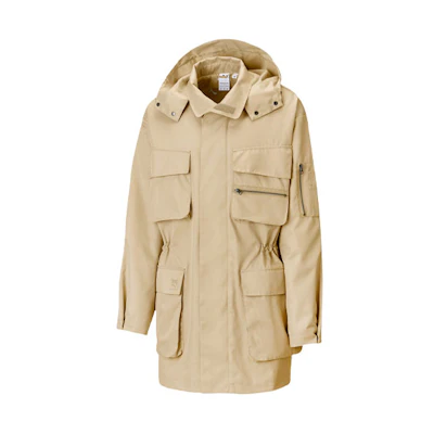 Puma Maison Kitsune Khaki Logo Utility Hooded Outdoor Jacket Coat 532193-96