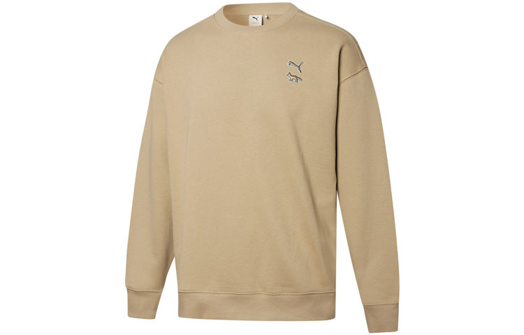 Puma Maison Kitsune Knit Sweatshirt Khaki Unisex Casual Breathable Pullover 532324-96