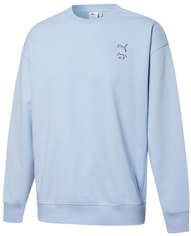 puma-x-maison-kitsune-unisex-crewneck-knit-sweatshirt-light-blue-casual-sportswear-532324-92