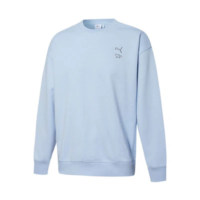 Puma Maison Kitsune Unisex Crewneck Knit Sweatshirt Light Blue Casual Sportswear 532324-92