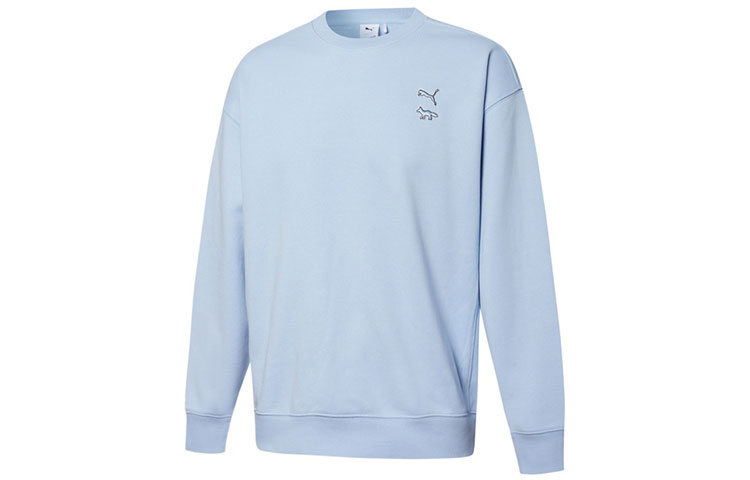 Order Puma x Maison Kitsune Unisex Crewneck Knit Sweatshirt Light Blue Casual Sportswear 532324-92