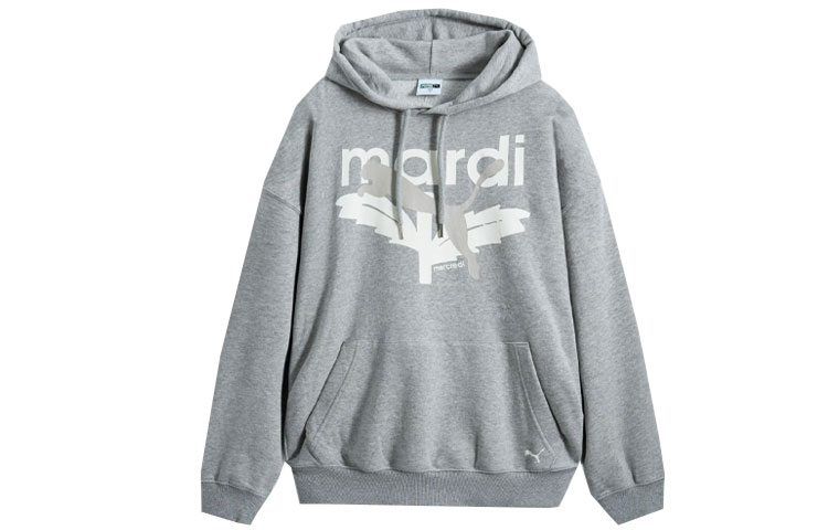 Puma MARDI Graphic Hoodie Unisex Relaxed Fit Grey Sweatshirt 940243-02