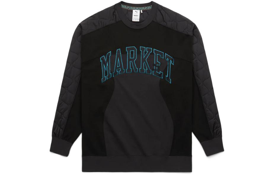 Puma MARKET Black Colorblock Logo Patch Crewneck Sweatshirt Men 536086-85
