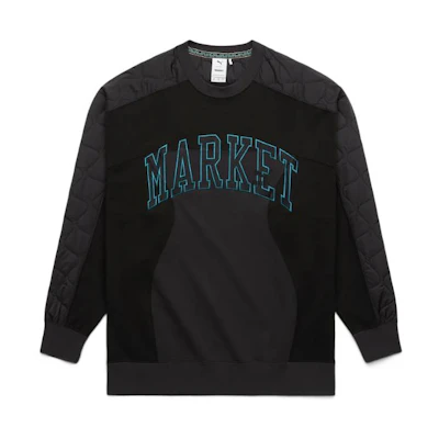 Puma MARKET Black Colorblock Logo Patch Crewneck Sweatshirt Men 536086-85