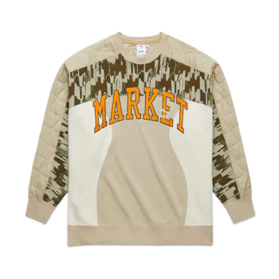 Puma MARKET Camo Logo Crewneck Long Sleeve Sweatshirt Multicolor 536086-64