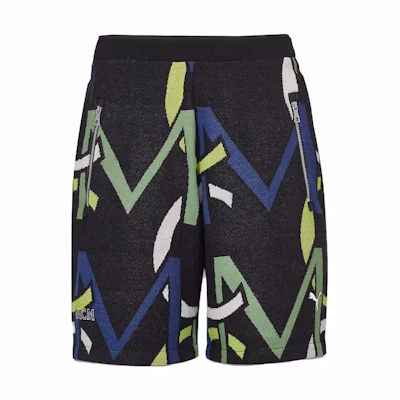 PUMA MCM FW23 Retro Knit Letter Jacquard Shorts Unisex Black. MHPDSMM12BK00M