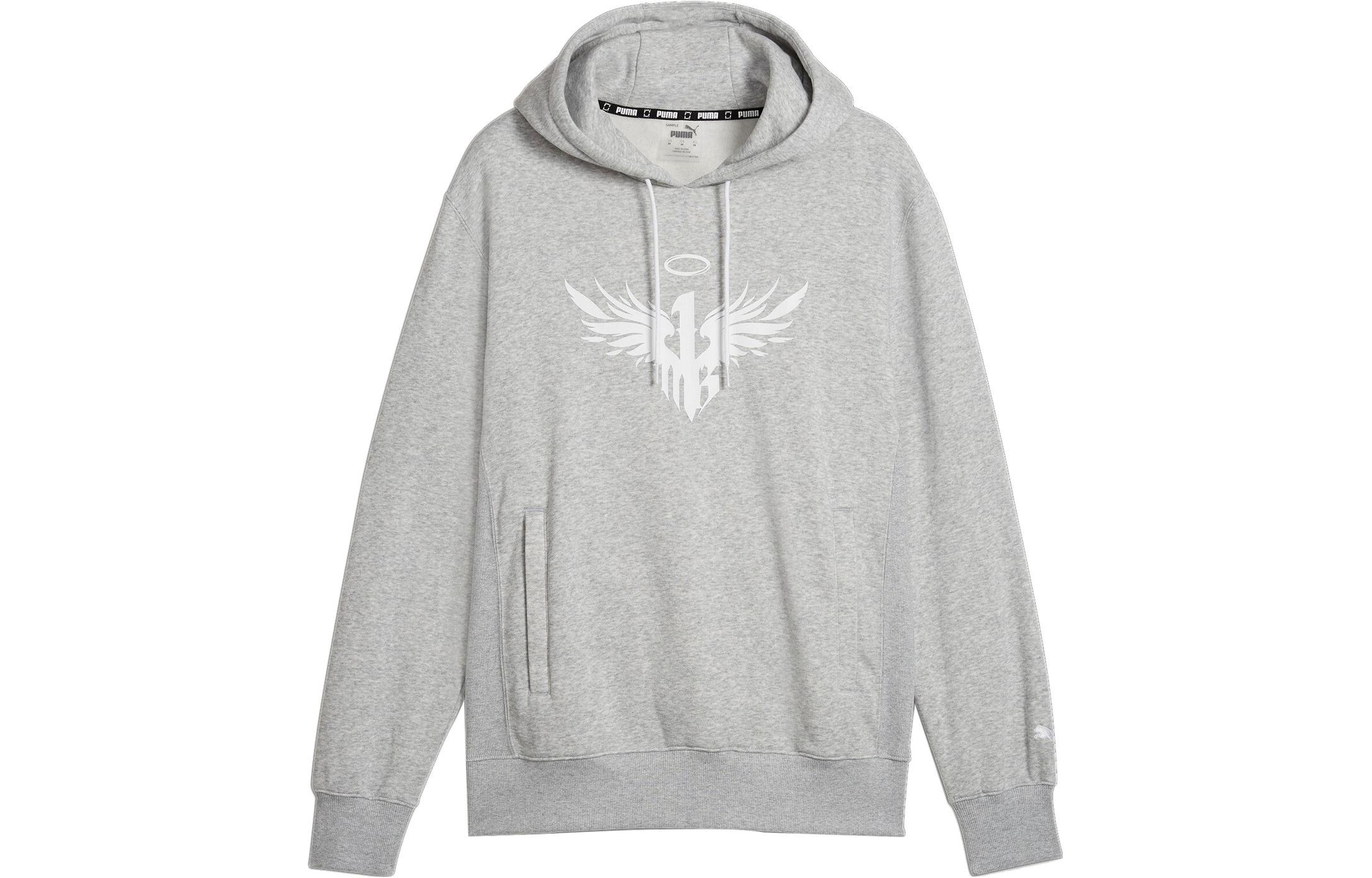 Puma MELO Printed Fleece Hoodie Light Heather Gray 621706-01