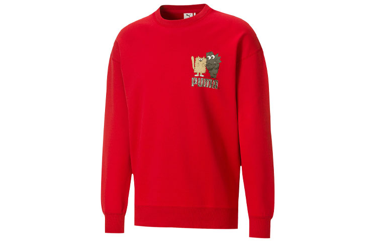 Puma Michael Lau Collab Red Printed Crewneck Sweatshirt for Men 530358-22