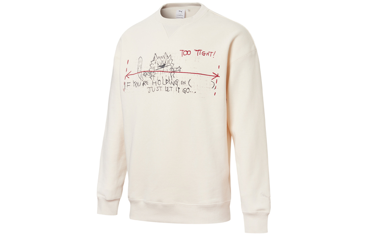 Puma Michael Lau Graphic Crew Fleece Sweatshirt Eggnog Color 530351-75
