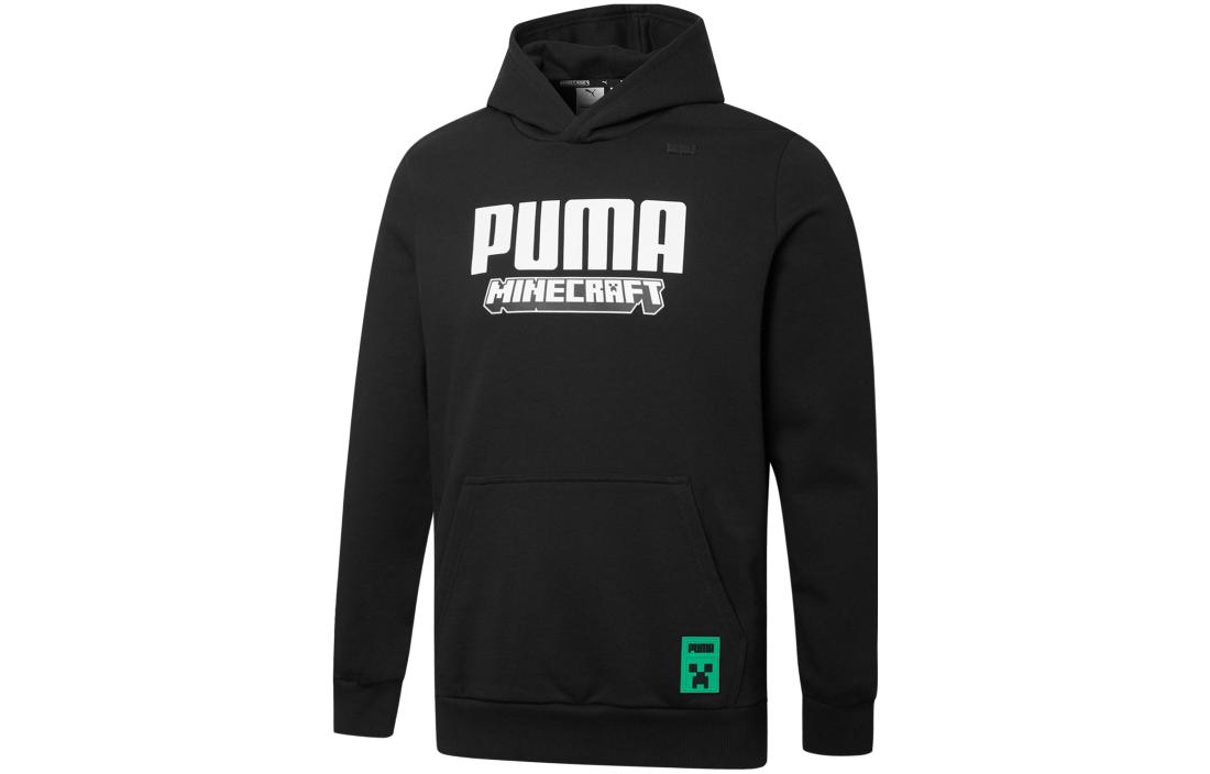 Puma Minecraft Black Hoodie with Fun Graphic Design Collaboration 534376-01