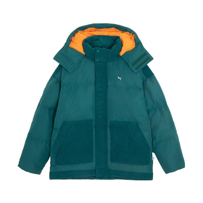 PUMA MMQ Colorblock Hooded Down Jacket Unisex - Christmas Green 623043-43