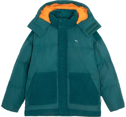 PUMA x MMQ Colorblock Hooded Down Jacket Unisex - Christmas Green 623043-43 Order PUMA x MMQ Colorblock Hooded Down Jacket Unisex - Christmas Green 623043-43