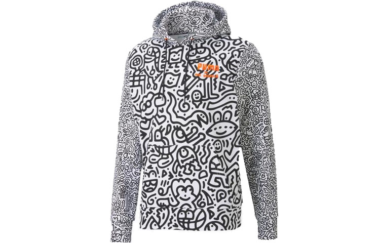 Puma MR DOODLE Artist Collaboration Embroidered Logo Hoodie White 598640-02