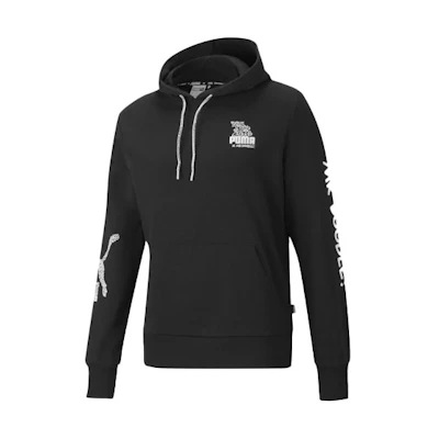 Puma Mr Doodle Black Hoodie with Logo Print and Drawstring Design 598639-01