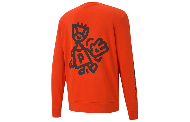 Puma Mr Doodle Orange Pullover Sweatshirt Casual Sportswear 598682-20