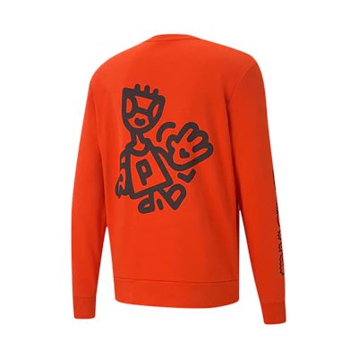 Puma Mr Doodle Orange Pullover Sweatshirt Casual Sportswear 598682-20
