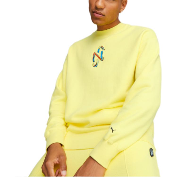 Shop Puma x Neymar Logo Print Crewneck Yellow Sweatshirt Long Sleeve 535732-91