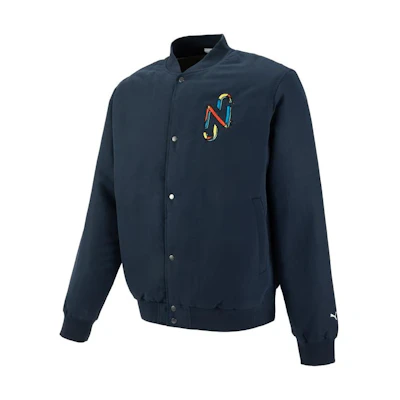 Puma X NJR Navy Embroidered Pattern Slim Fit Jacket 535734-43