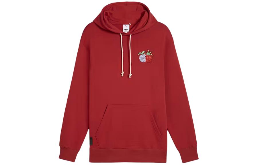 Puma One Piece Badge Logo Hoodie Maroon Long Sleeve 624666-24