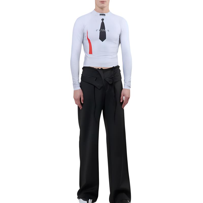 Shop PUMA x Ottolinger SS24 Baju Slim Fit Lengan Panjang Logo Uniseks Putih PXM01