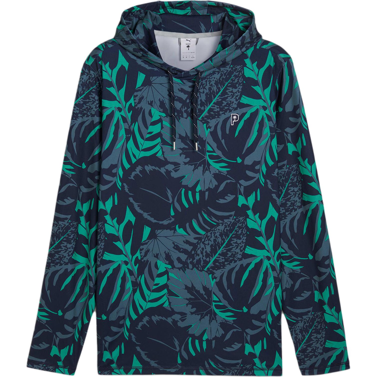 Puma Palm Tree Crew CLOUDSPUN Palm Glitch Hoodie Navy Blue-Green Sweater 627492-01