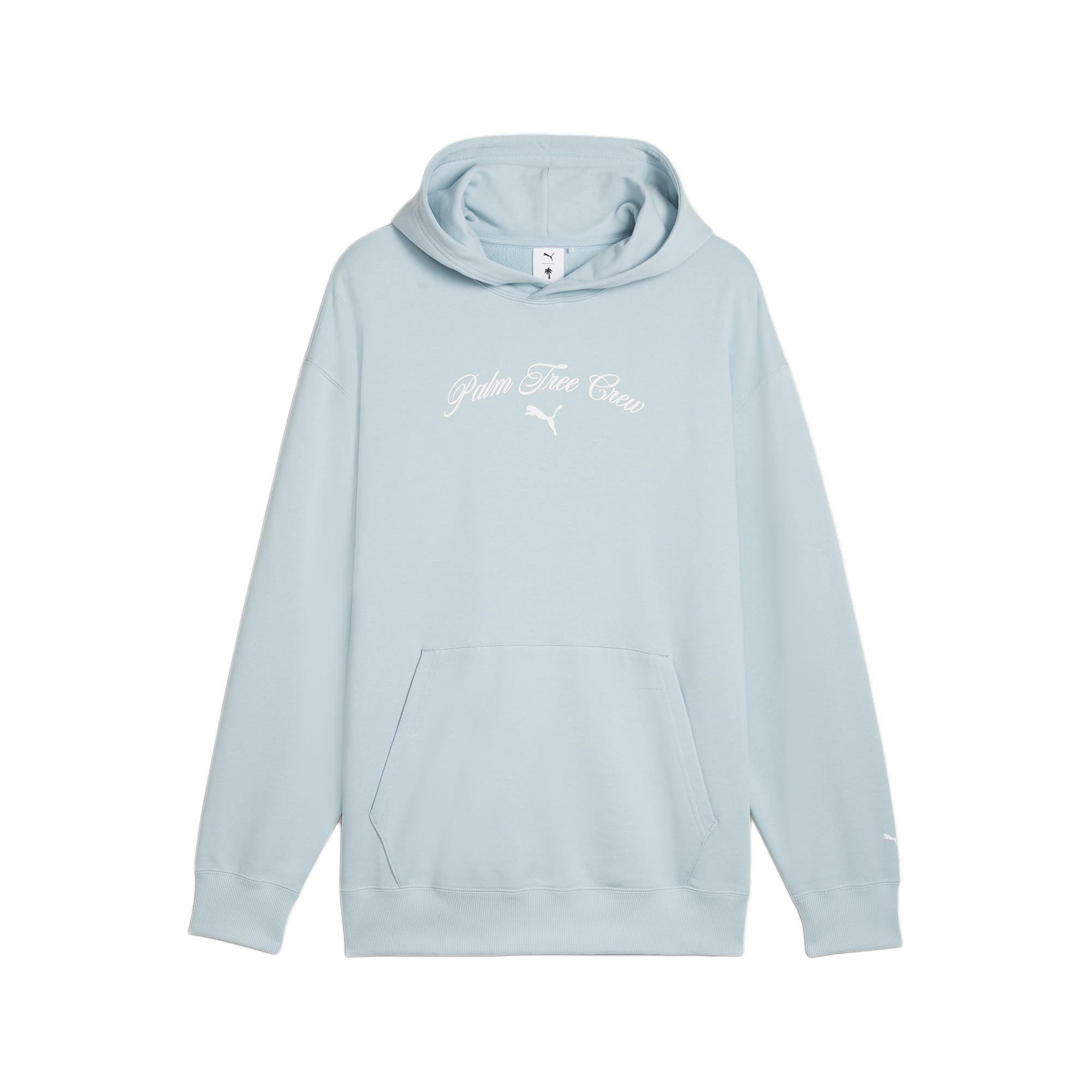 Puma Palm Tree Crew Graphic Hoodie Teal Pullover Long Sleeve 624727-22
