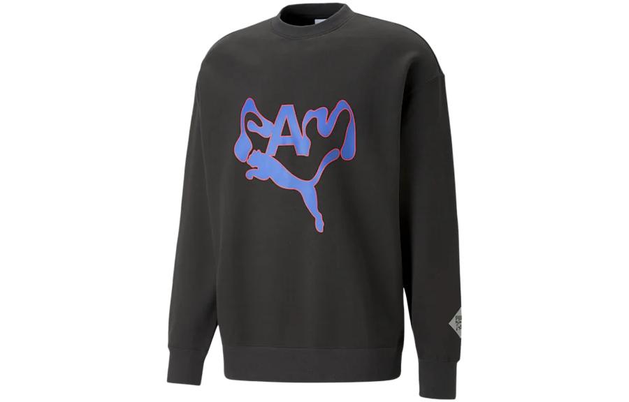 Puma PAM SS23 Black Graphic Logo Crewneck Sweatshirt Unisex 620231-01