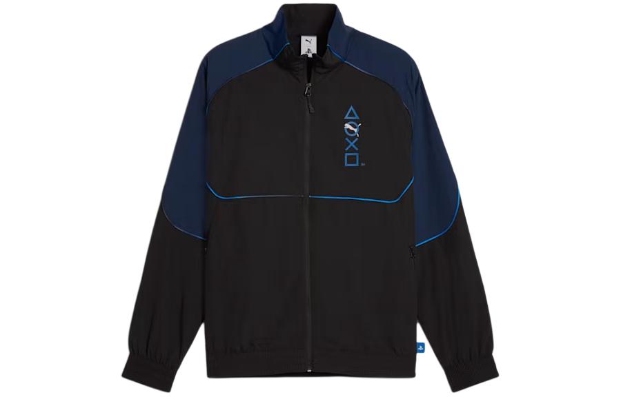 Puma PlayStation SS24 Logo Print Black High-Neck Jacket for Men 624696-01