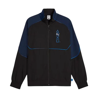 Puma PlayStation SS24 Logo Print Black High-Neck Jacket for Men 624696-01