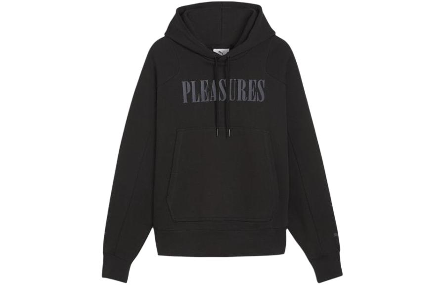 Puma PLEASURES Black Hoodie - Letter Print Loose-Fit Long Sleeve 624094-01