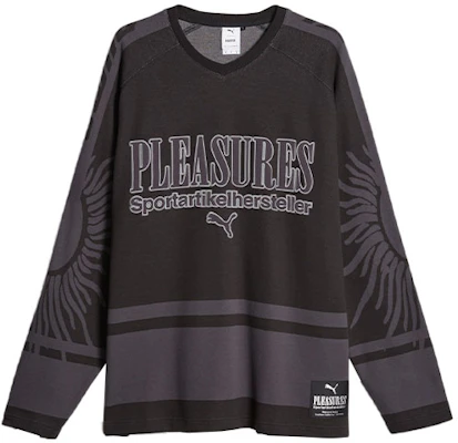 Puma x PLEASURES FW23 Oversized V-Neck Jacquard Knit Sweater Black 621317-01 Buy Puma x PLEASURES FW23 Oversized V-Neck Jacquard Knit Sweater Black 621317-01