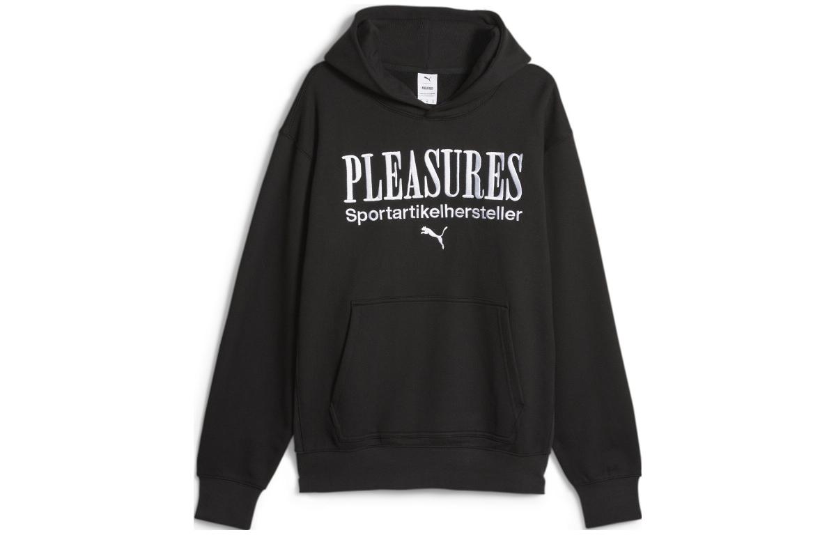 Puma PLEASURES Graphic Hoodie Black Loose-Fit Logo Pullover Sweatshirt 620879-01