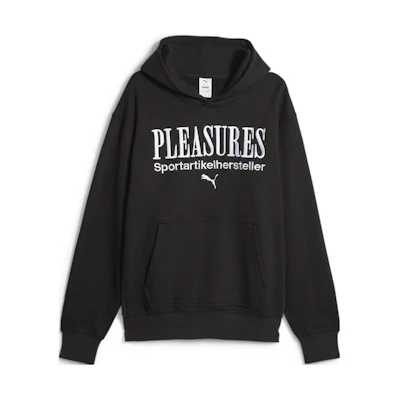 Puma PLEASURES Graphic Hoodie Black Loose-Fit Logo Pullover Sweatshirt 620879-01