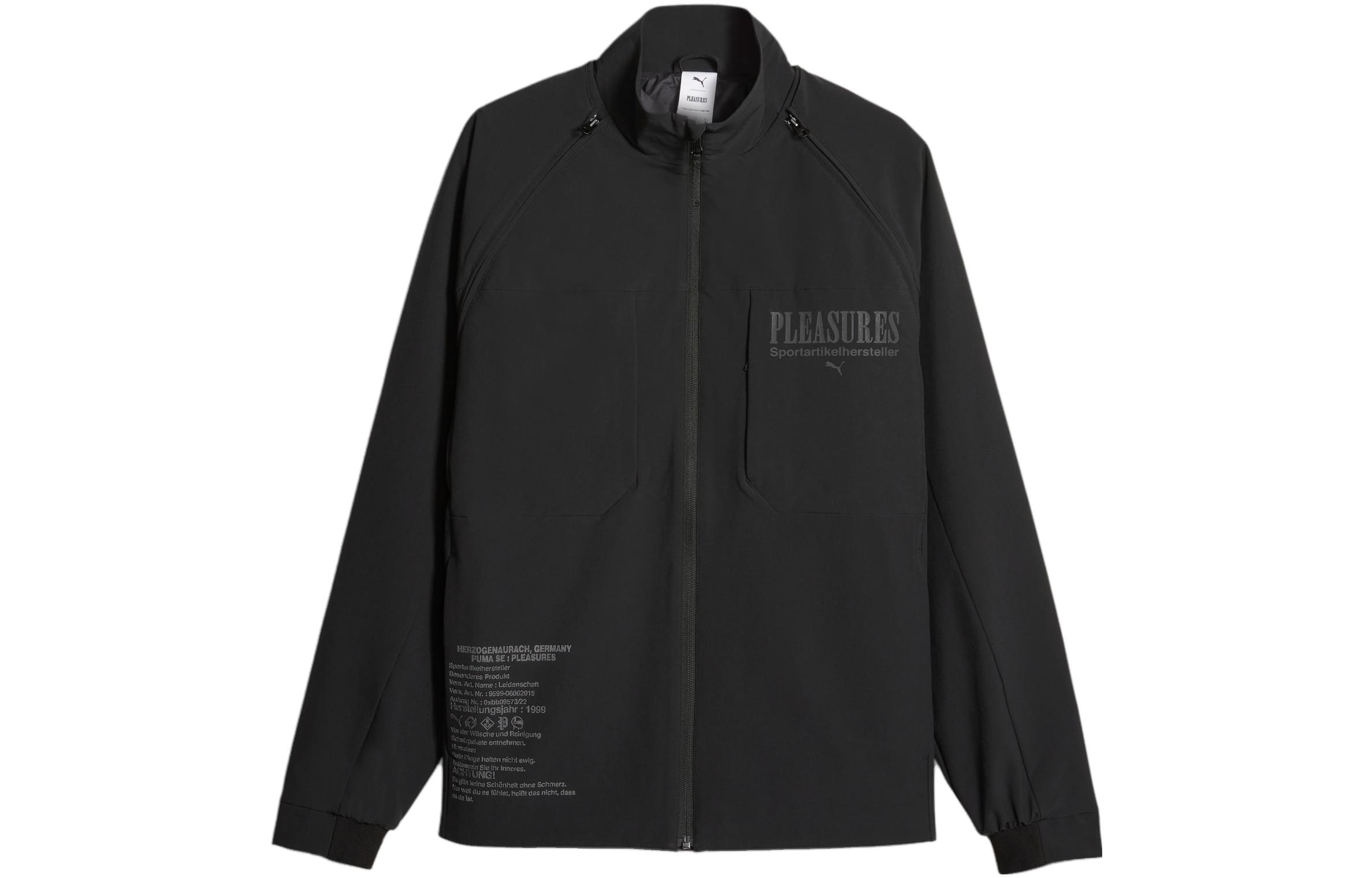 Puma PLEASURES Letter Print Detachable Sleeve Jacket Black 620876-01